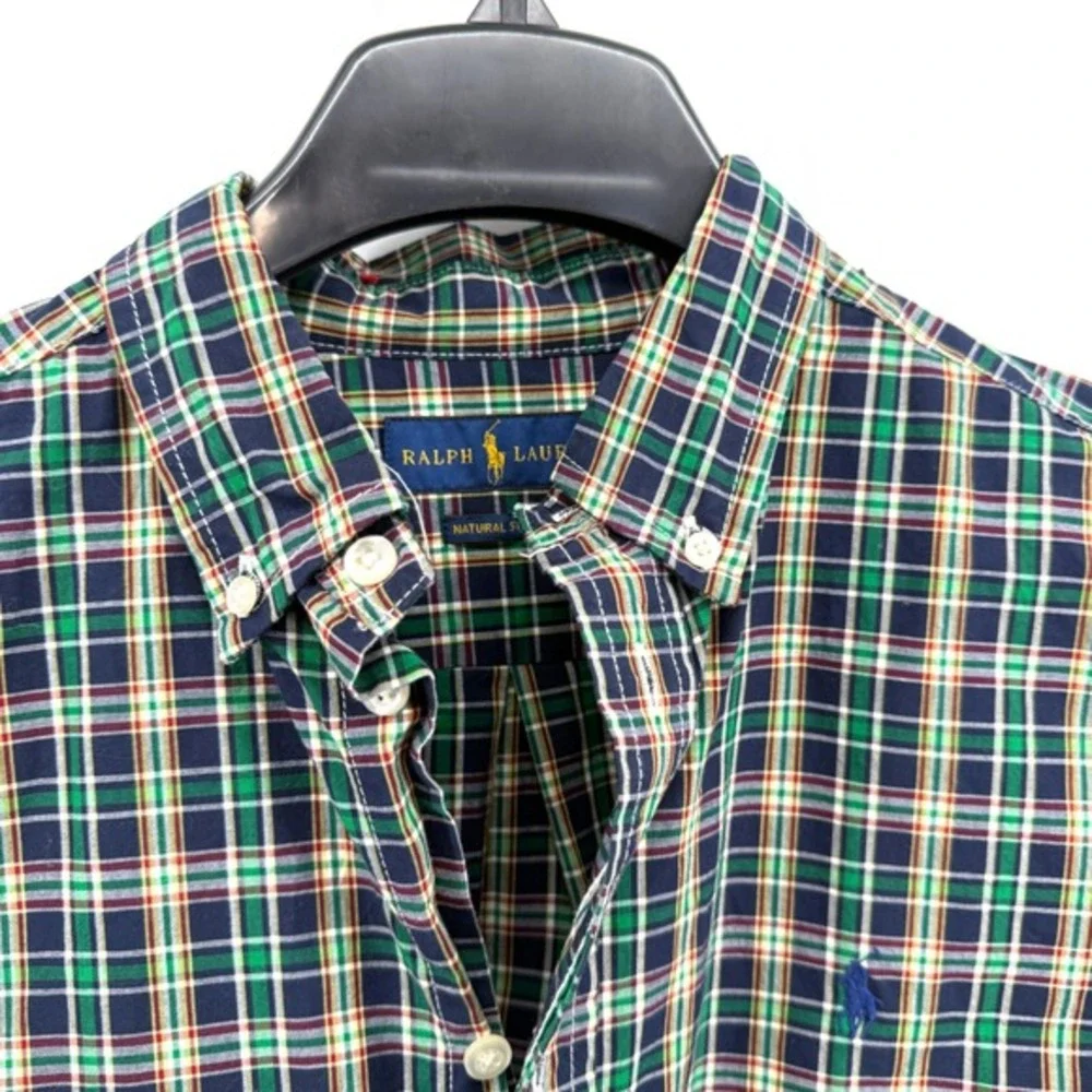 Ralph Lauren Boys XL (18-20) Pre-Owned‎ Plaid Natural Stretch Button Down Shirt